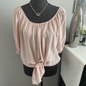 Blush Pink Tie-front Top